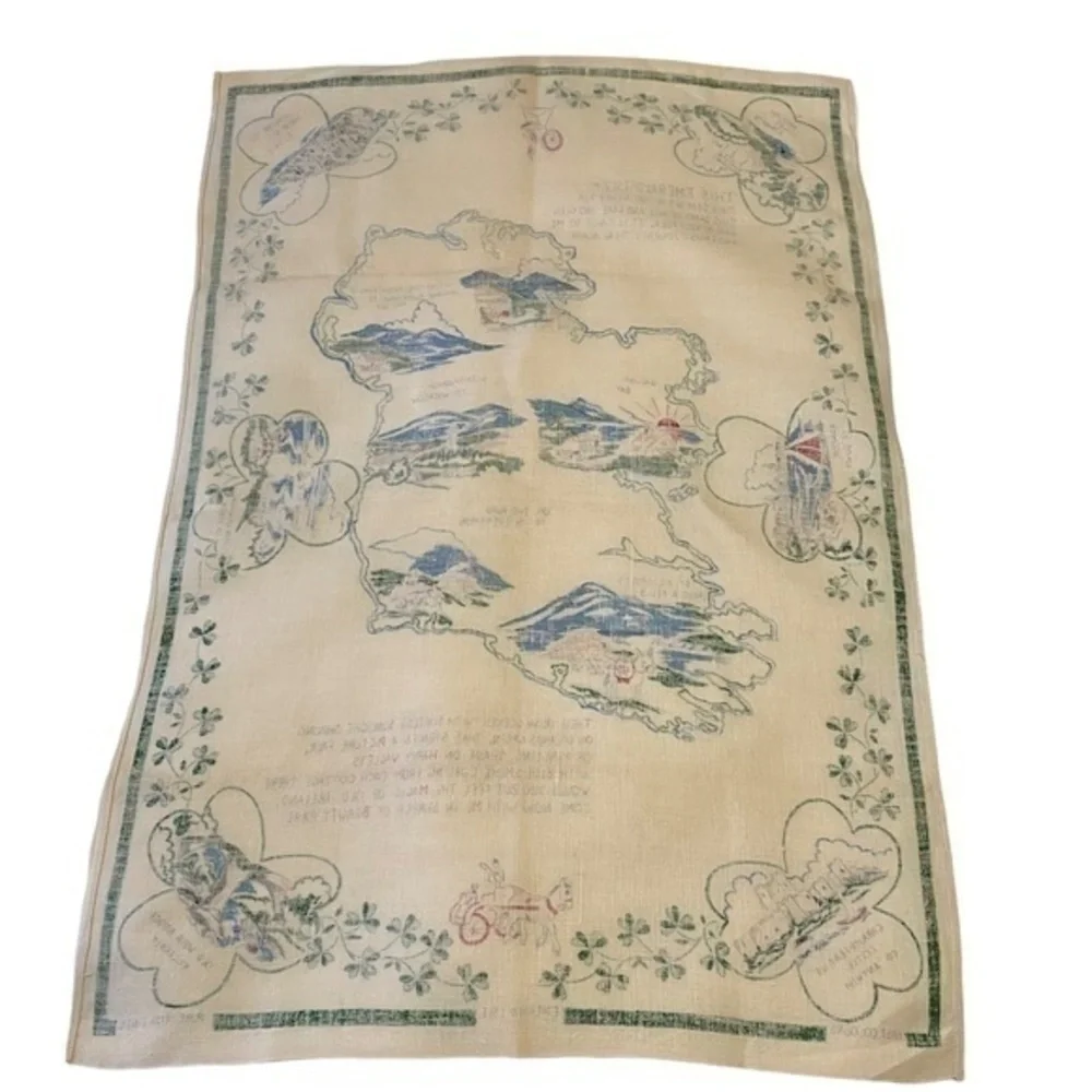 Vintage Emerald Island Pure Irish Linen Towel Wall Hanging